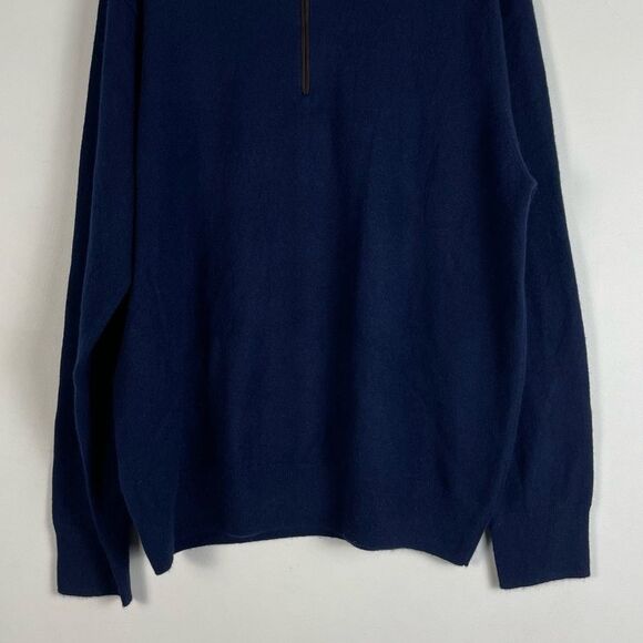 The Cashmere Project Quarter Zip Pullover Sweater Navy Size XL NEW - Picture 3 of 10